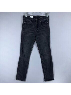 Gap 1969 Straight Jeans Womens Size 28 Short Black Dark Wash Slim Denim